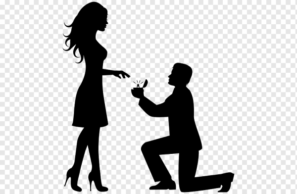 Силуэт парень делает предложение