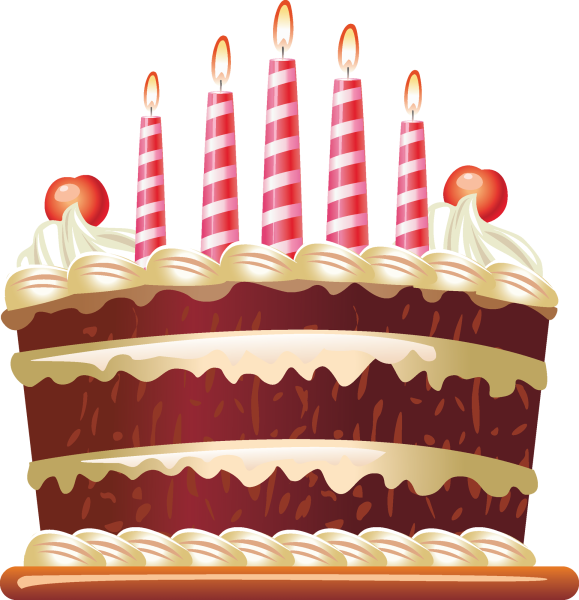 Торт со свечками на белом фоне