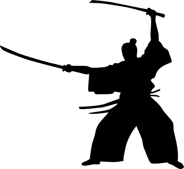 Силуэт самурая с катаной