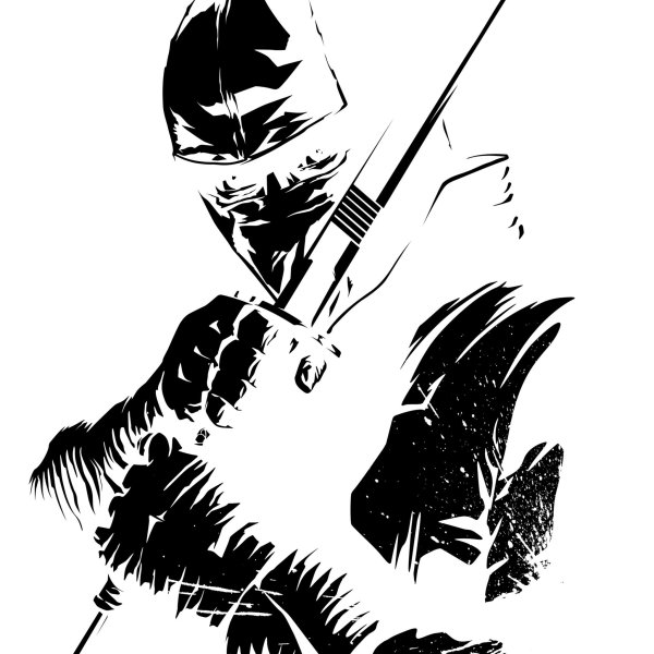 Самурай черно белый эскиз