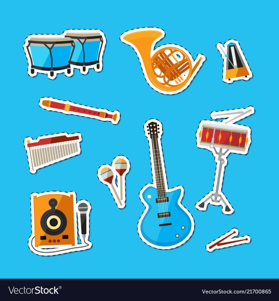 Стикеры наклейки музыкальные инструменты