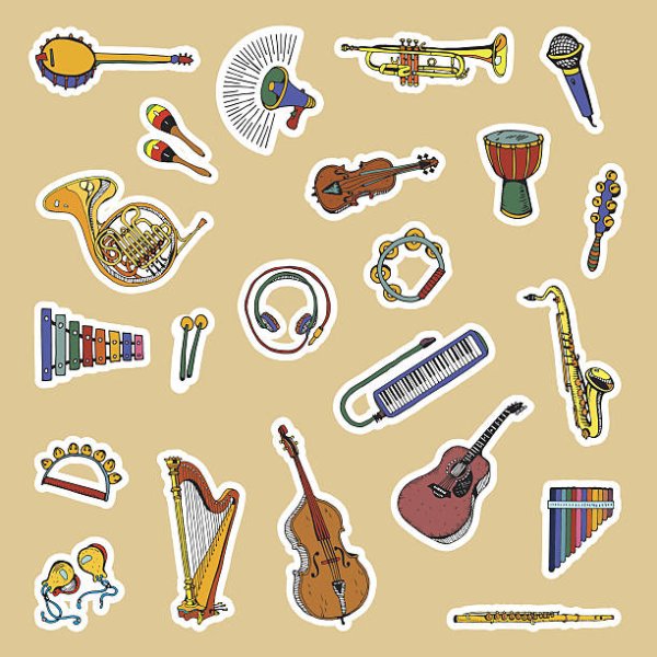 Стикеры музыкальные инструменты