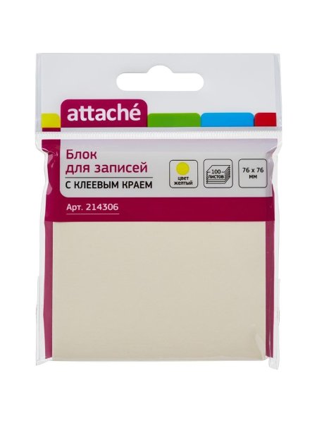 Стикеры Attache с клеев.краем 38х51 розовый 100л. 3 Шт/наб