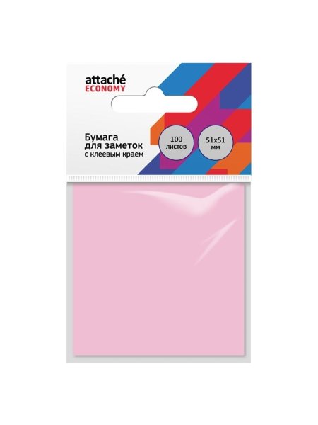 Стикеры Attache economy с клеев.краем 51x51 мм, 100л в блоке, неон 12 бл