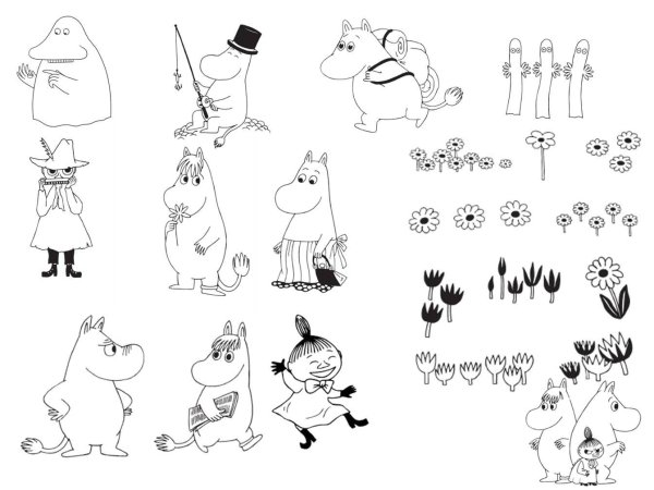 Персонажи Муми троллей раскраска