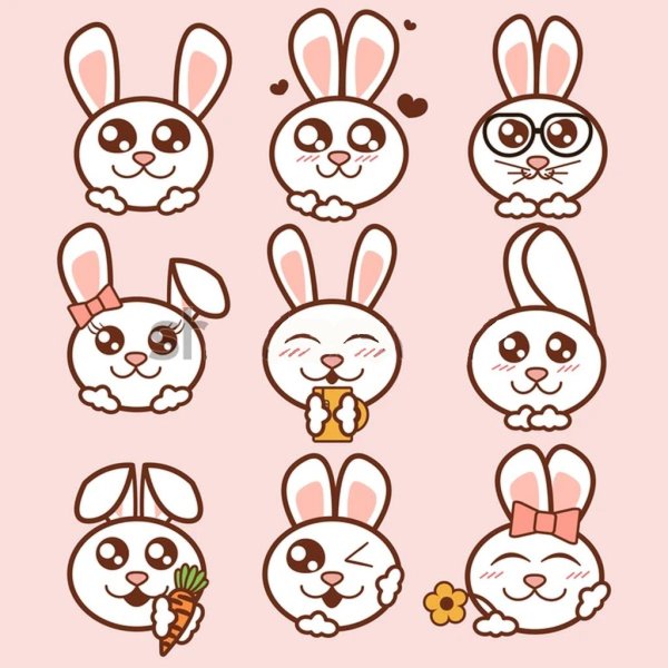 Стикеры с милыми кроликами