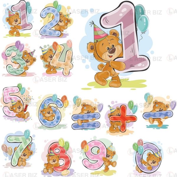 Детские цифры зверята