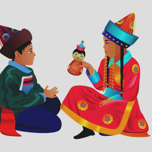 Девочка и мальчик в национальном костюме бурятском