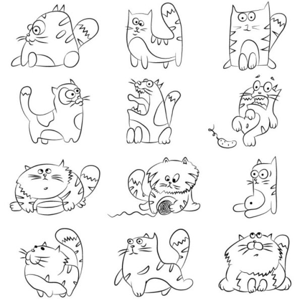 Раскраска для девочек котики наклейки