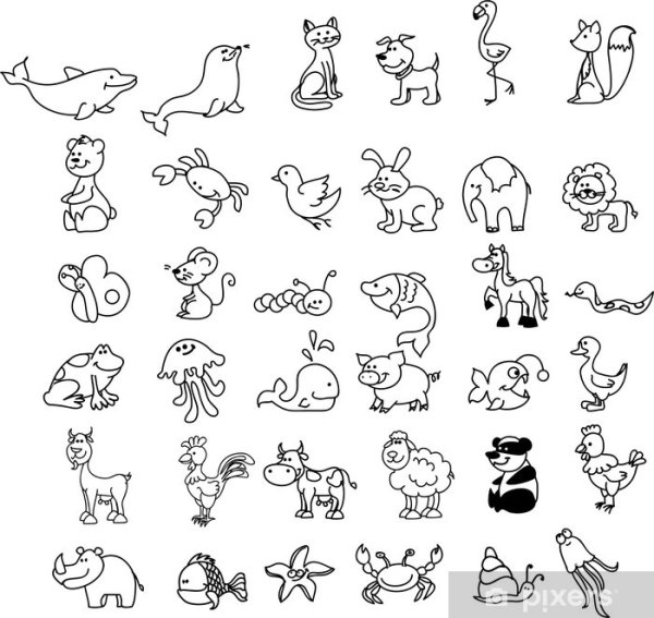 Наклейки черно белые животные