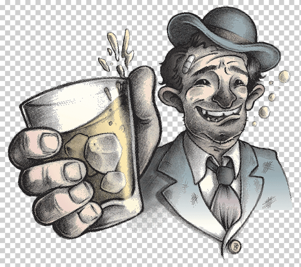 Алкоголик на прозрачном фоне