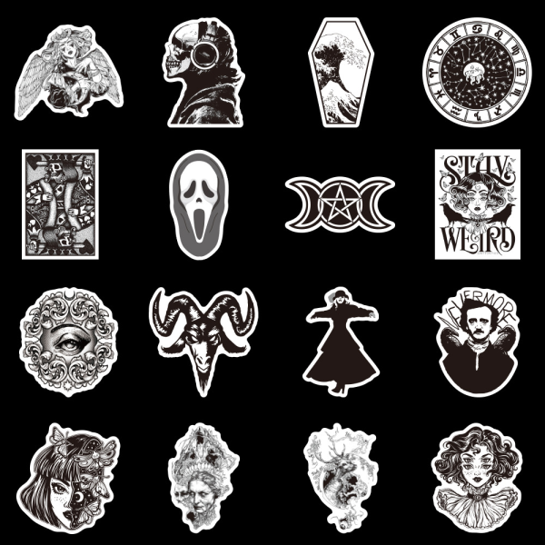 Наклейки чёрно белые