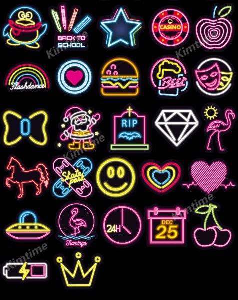 Неоновые наклейки без фона