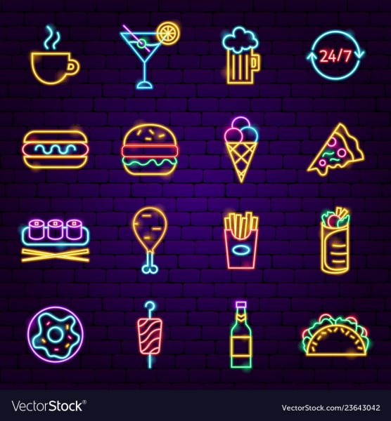 Неоновые изображения еды