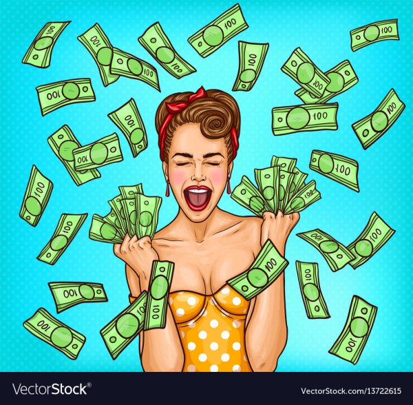 Девушка с деньгами арт