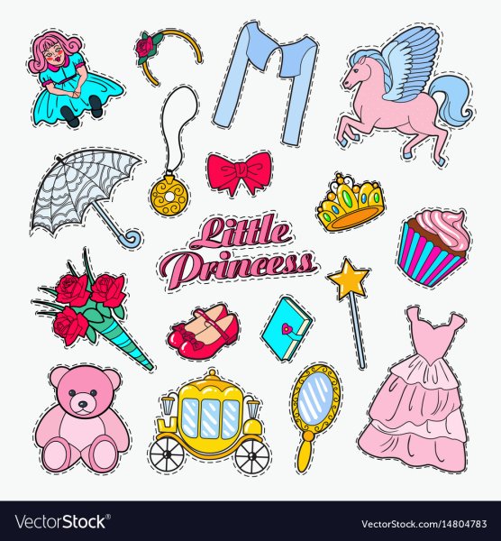 Привет милая маленькая принцесса в стиле Doodle