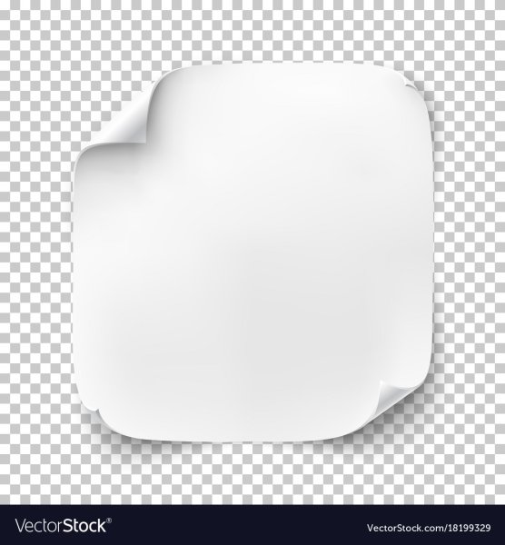 Белая бумажка на прозрачном фоне