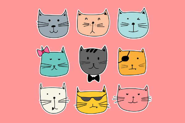 Наклейки с котиками вектор