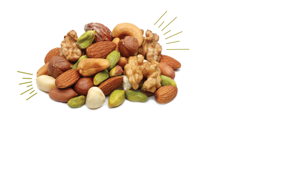 Сухофрукты и орехи без фона