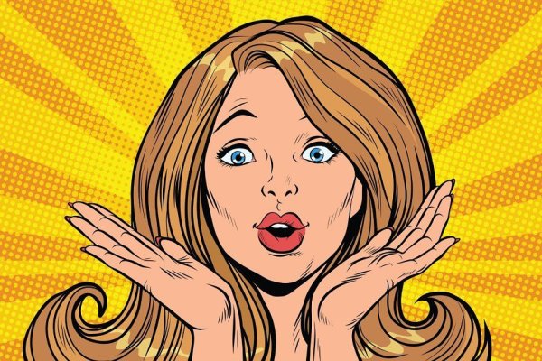 Нарисованная девушка в восторге