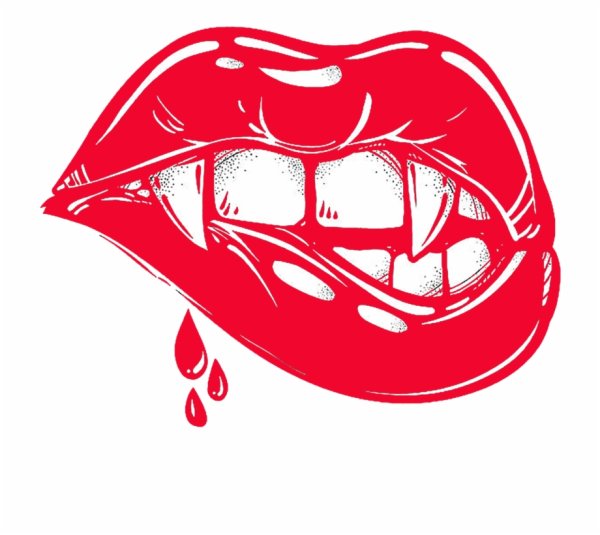 Губы с клыками наклейка