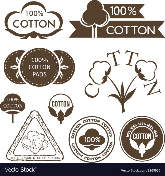 100% Хлопок значок вектор