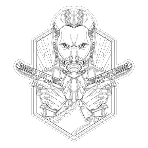 Джон уик нарисованный