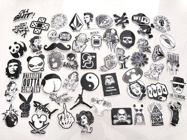 Наклейки черно белые