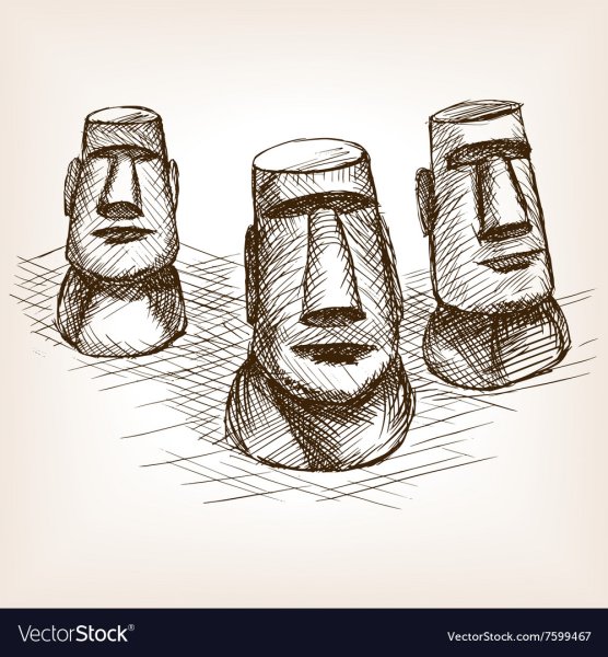 Остров Пасхи статуи Моаи в векторе