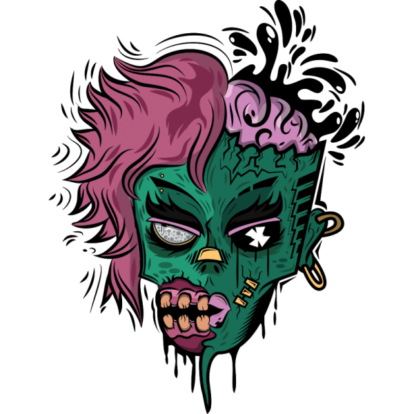 Зомби мультфильм зашитый череп