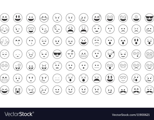 Стикеры смайлы черно белые