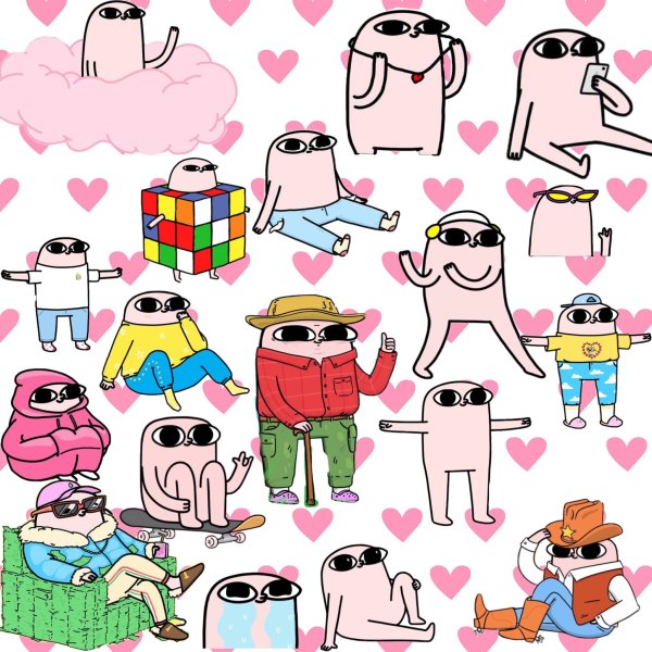 Розовые котики Стикеры