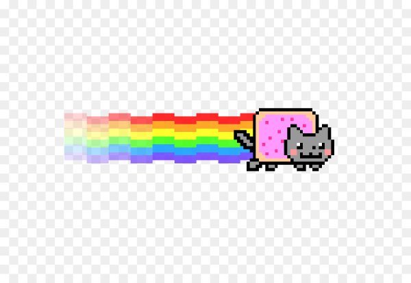 Пиксельный котик с радугой