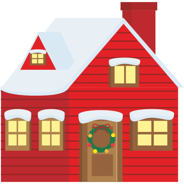 Красный домик с окошками