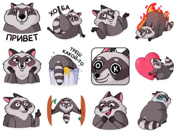 Енот стикер