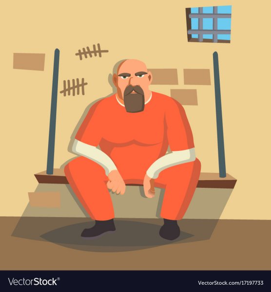 Преступник в тюрьме вектор