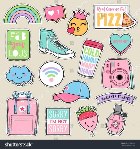 Рисунки для наклеек милые пастельные