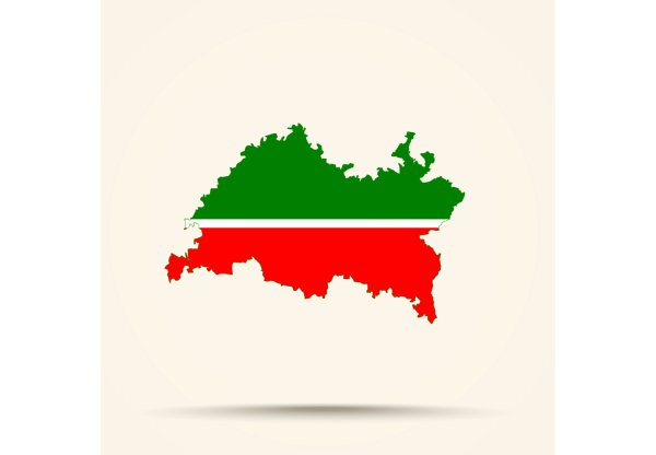 Карта Республики Татарстан с флагом
