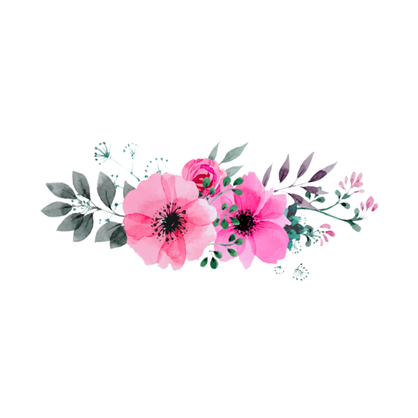 Стильные цветы на прозрачном фоне