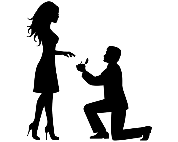 Силуэт парень делает предложение