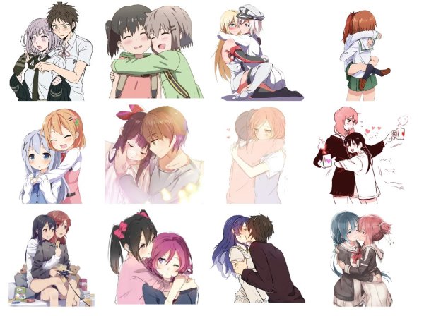 Объятия стикер аниме