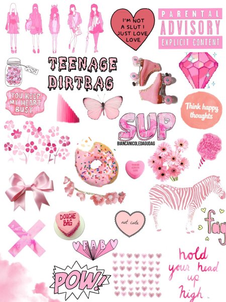 Розовые наклейки