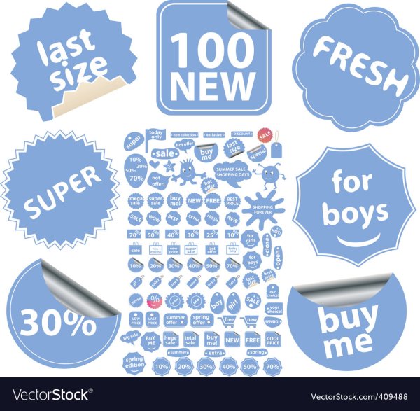 Стикеры синие на товар