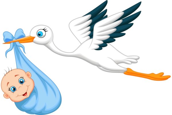 Аист с младенцем