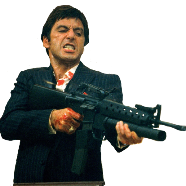 Лицо со шрамом с автоматом