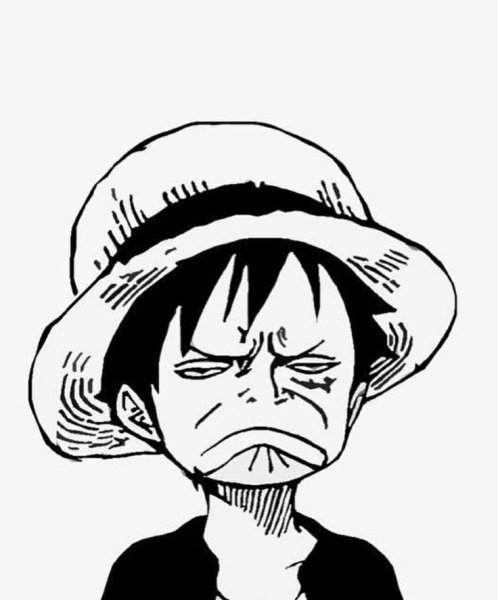 Луффи Ван Пис черно белый