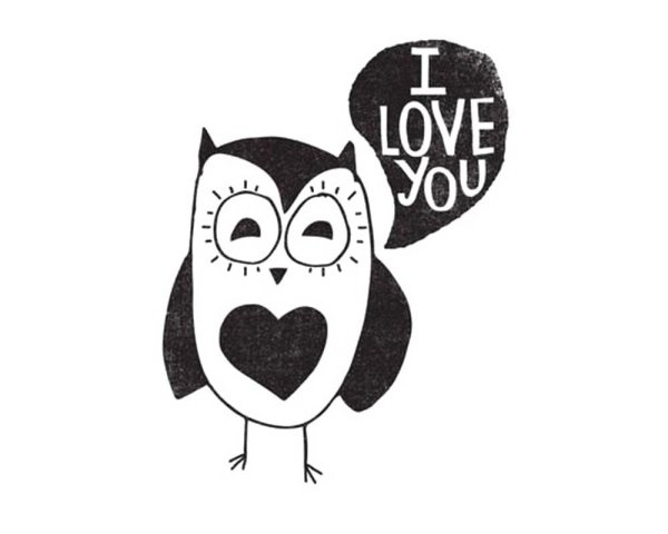 Стикер Сова для срисовки черно белые