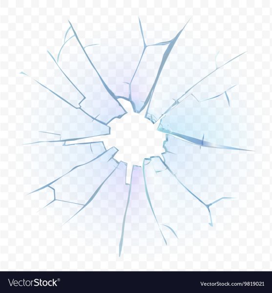 Трещина стекла без фона