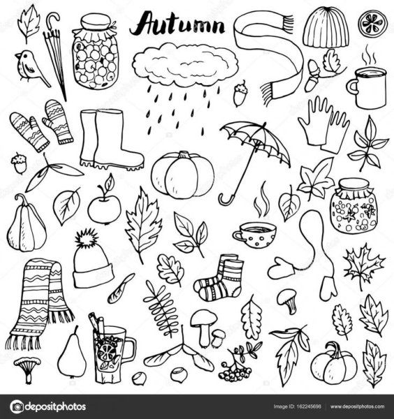 Стикеры для ежедневника черно белые осень