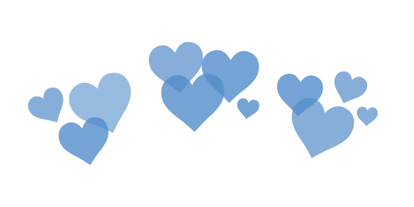 Голубые сердечки на прозрачном фоне